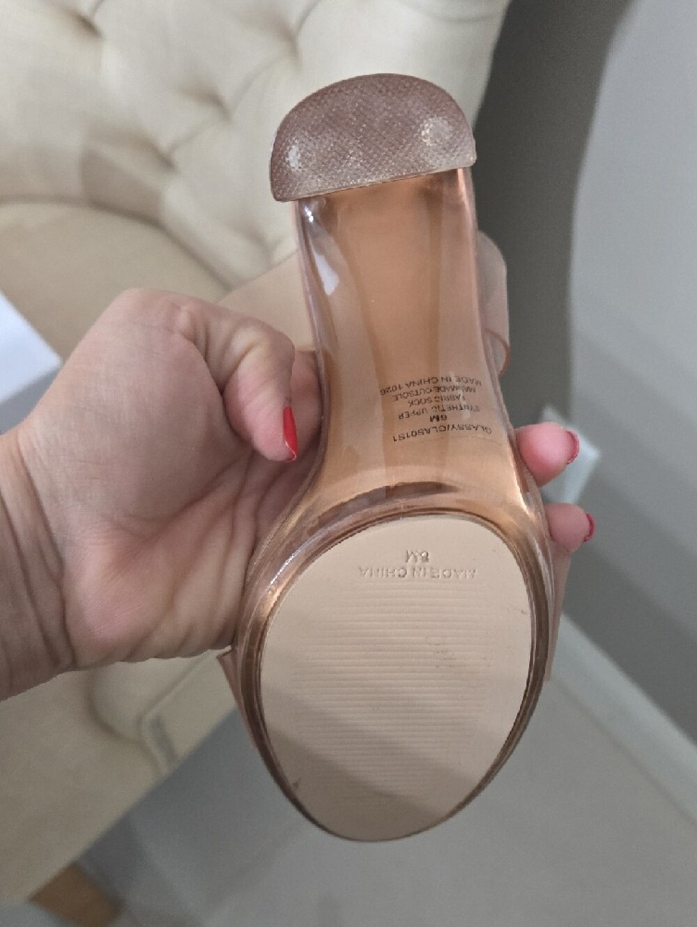 Steve Madden Blush Clear Strap High Heel Sandals - Picture 3 of 5